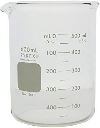 PYREX Heavy Duty Griffin 1003 600mL Beaker Double Scale Graduated; Each...